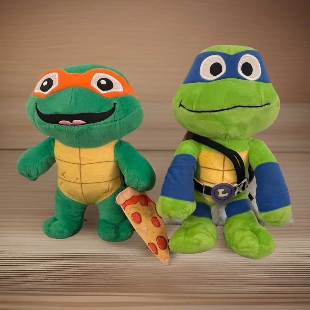 Teenage Mutant Mayhem Ninja Turtles Leonardo Michelangelo Plush Lot 2023 Mattel